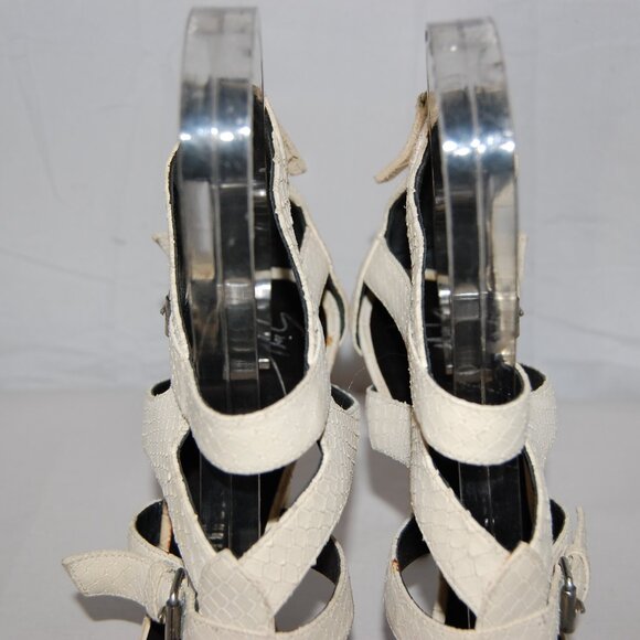 39/9 ❤️ GIUSEPPE ZANOTTI Ivory Leather High Heels GLADIATOR SANDALS BOOTS ITALY - Picture 3 of 14